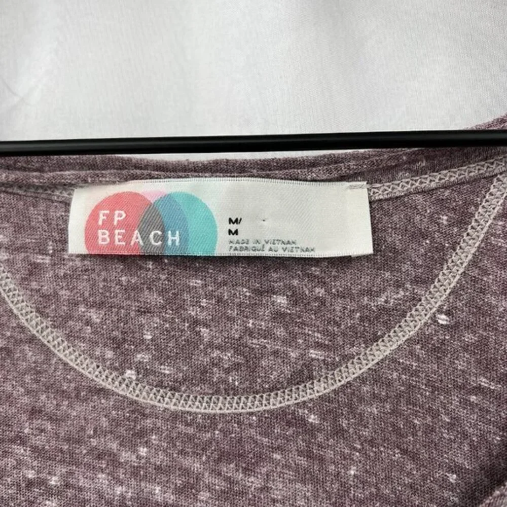 Free People FP beach pullover‎ t-shirt dress 3/4 sleeve casual comfy mauve M